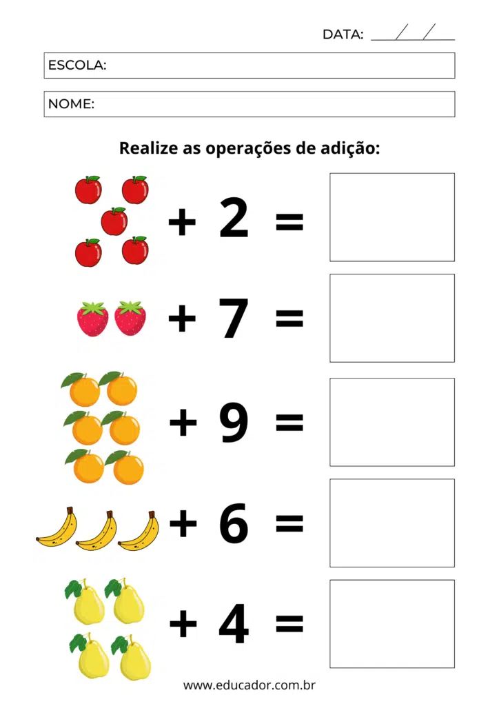 Atividade de matemática 1º ano do ensino fundamental